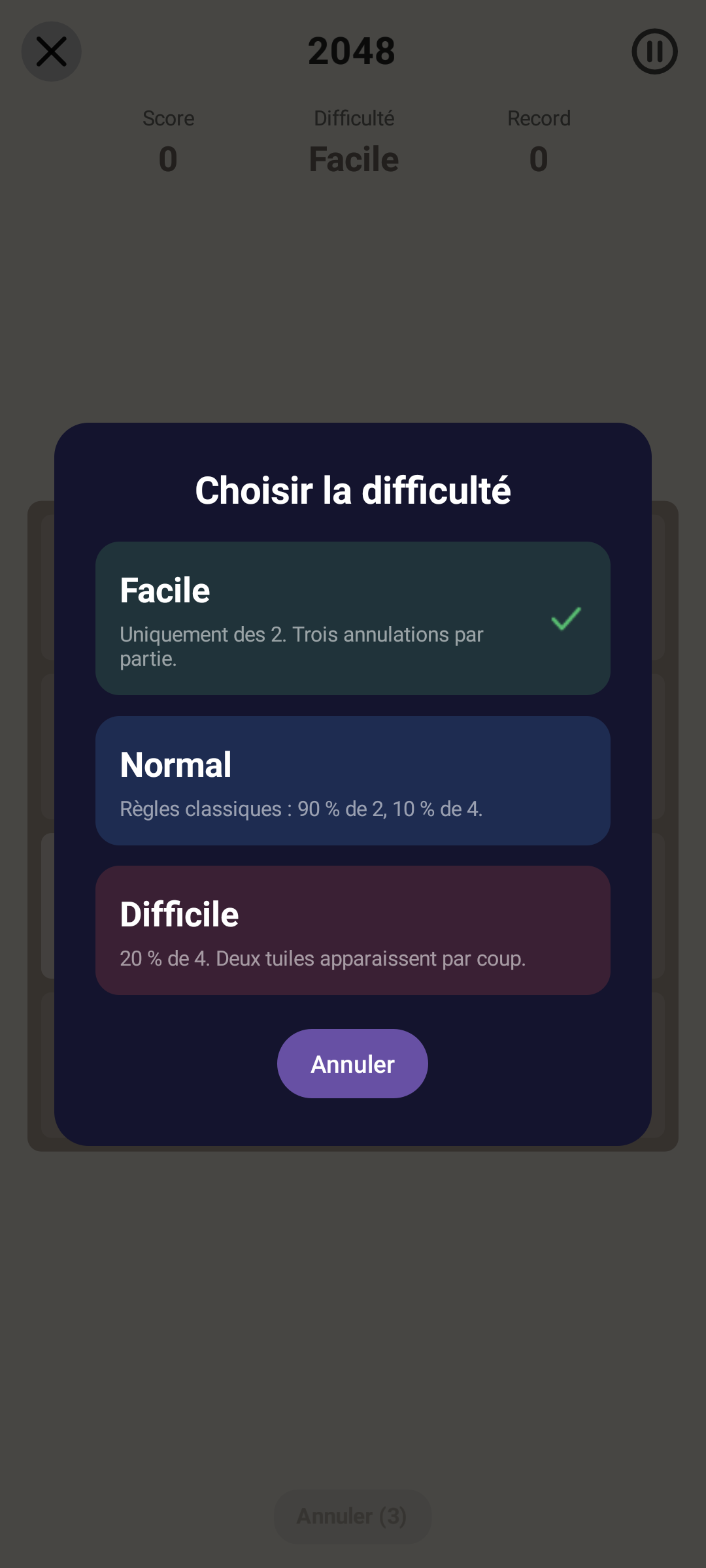 2048 difficulty — Android (Material) · Medium Phone 24