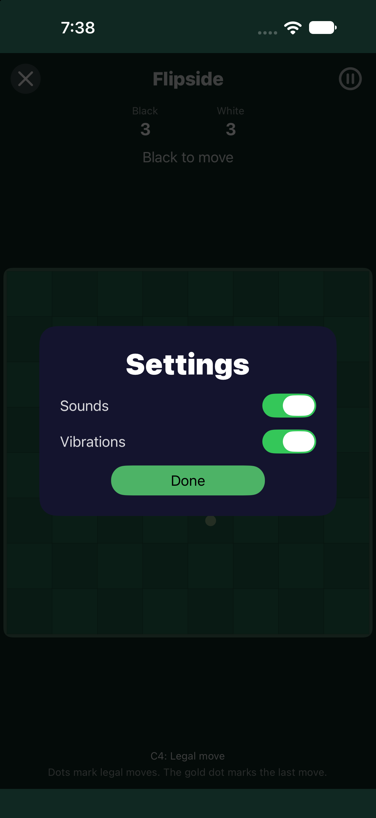 Flipside Settings, iOS UIKit