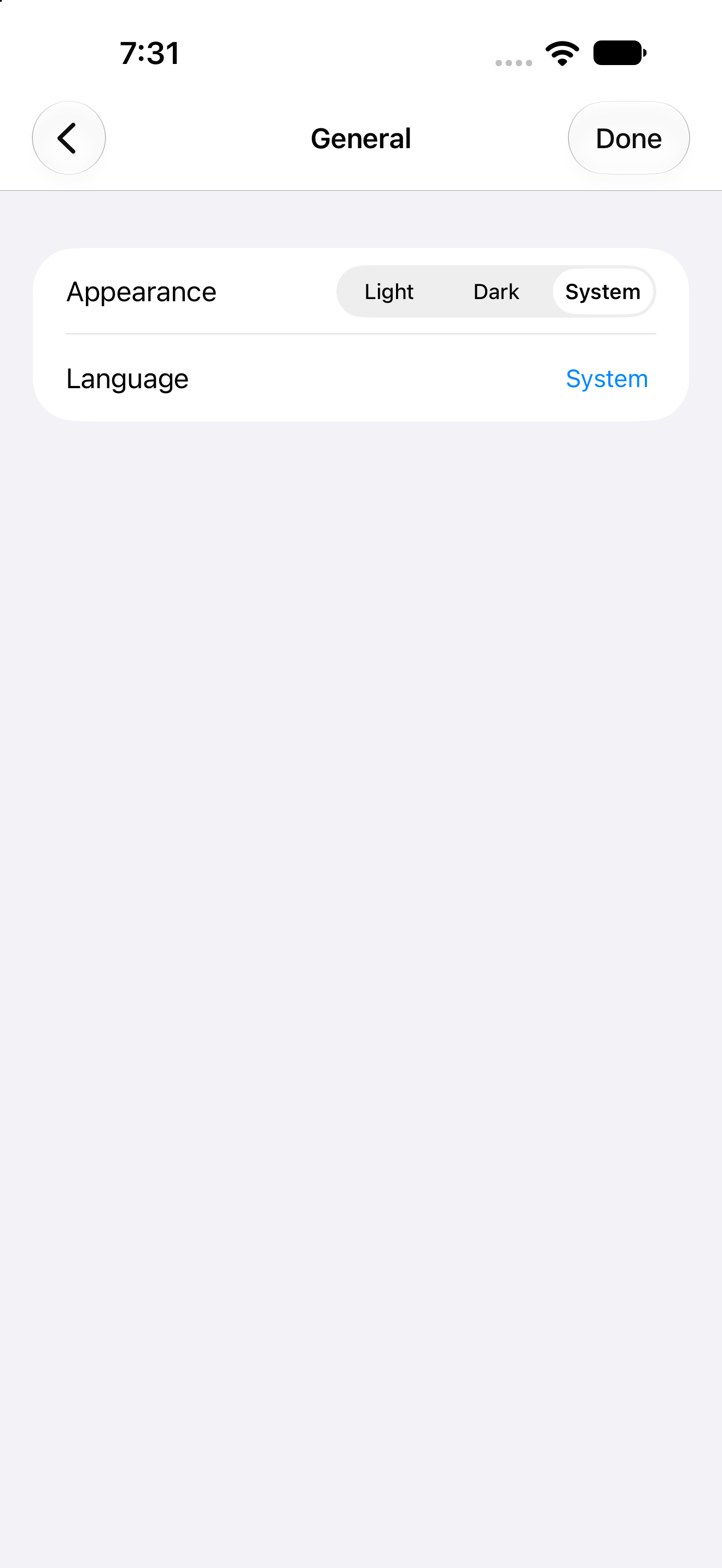 Settings, iOS UIKit