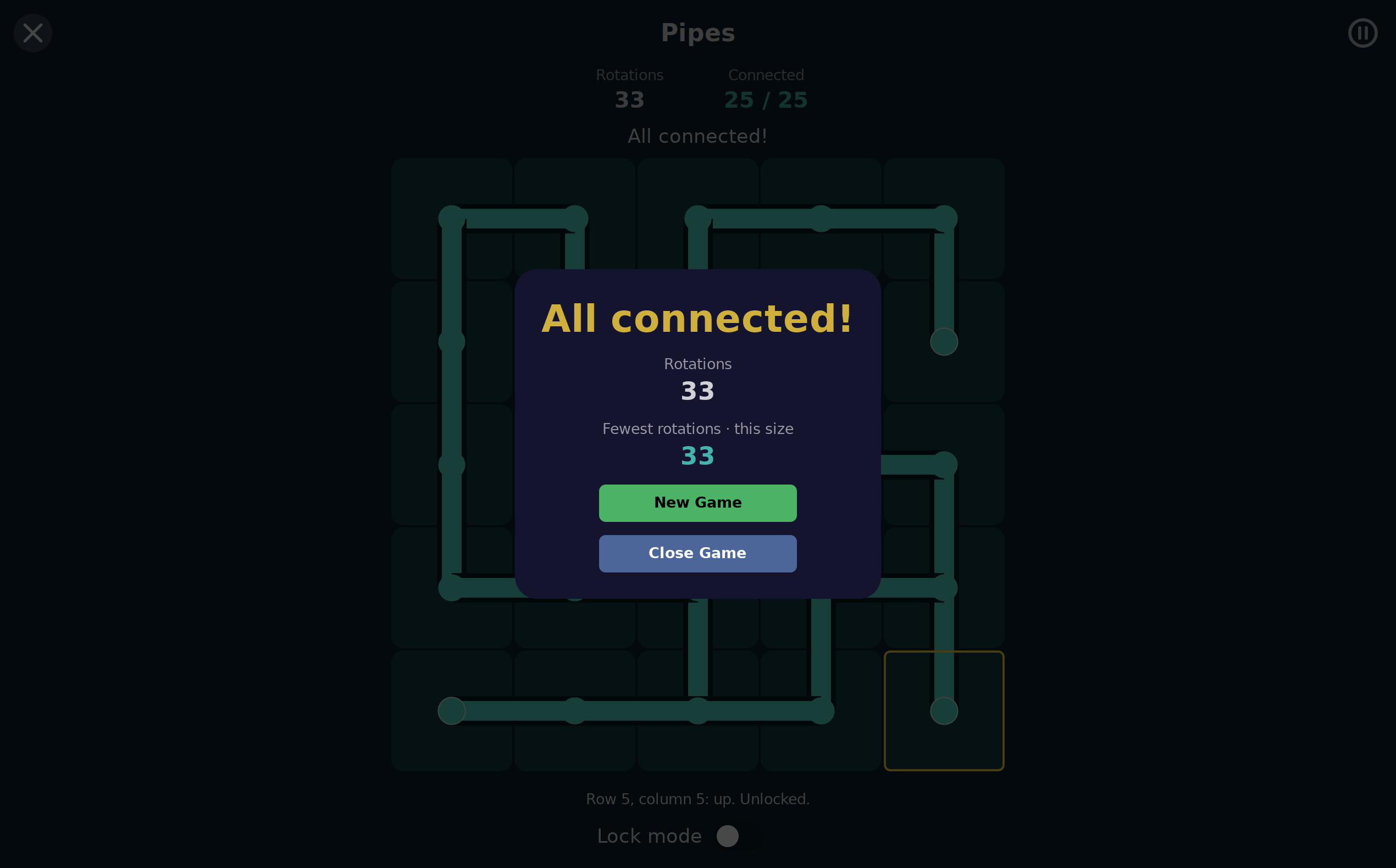 Pipes · solved, Linux GTK 4