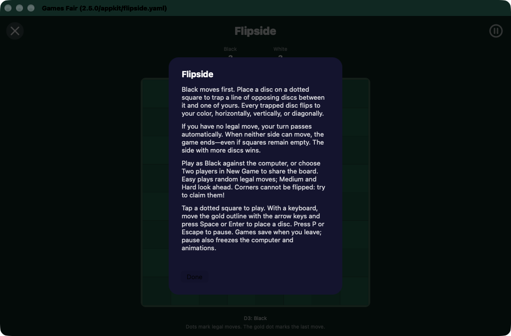 Flipside Rules, macOS AppKit