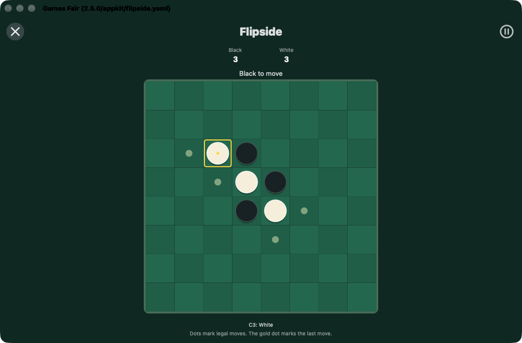 Flipside Two Players, macOS AppKit