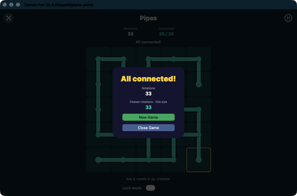 Pipes · solved, macOS AppKit
